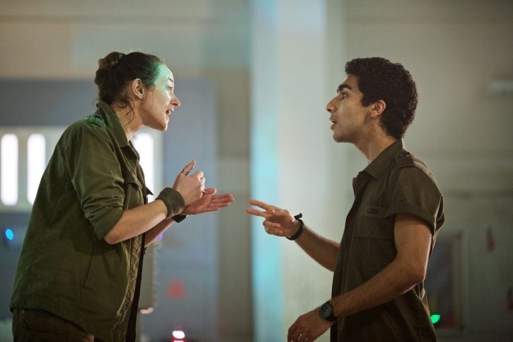 Sophie Stone, a deaf actress, signs with her interpreter, in a scene from Doctor Who's episode, Under the Lake